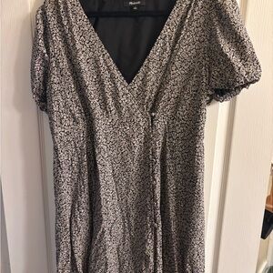 Madewell Black and Cream Floral Midi Dress